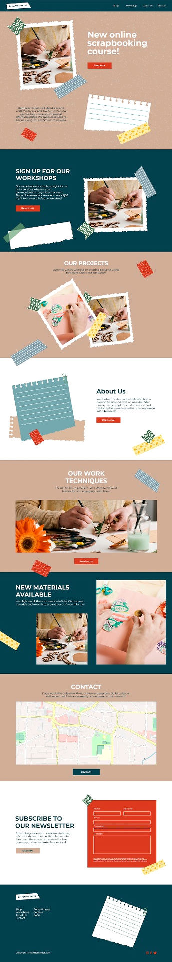 Arts & Crafts Workshop website full-page showcase