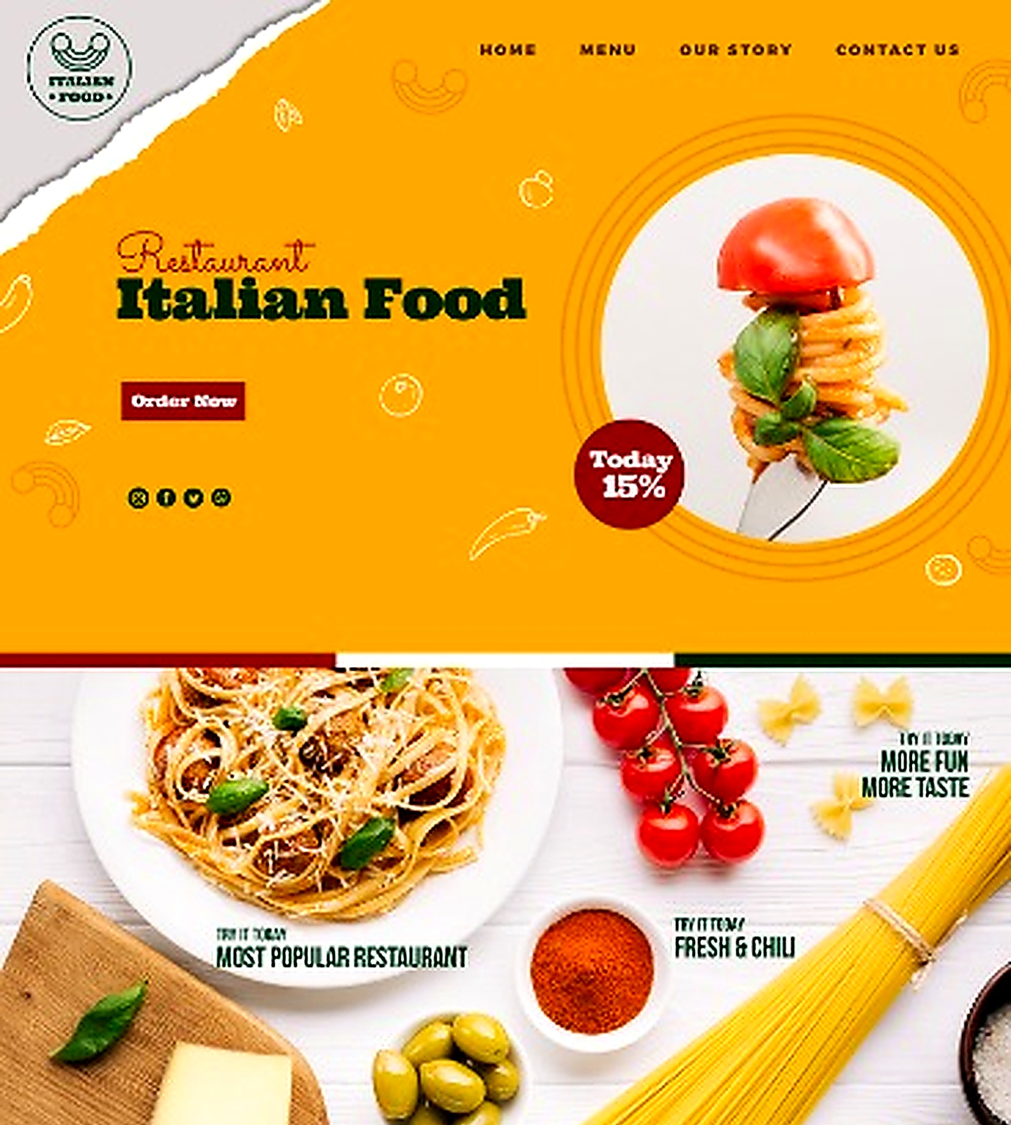 Italian Food restaurant website preview