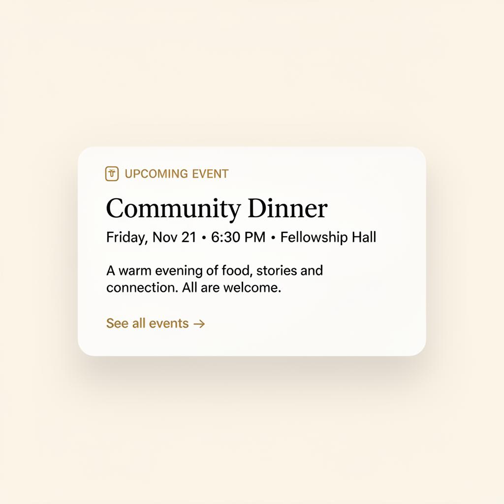 Church community app events screen