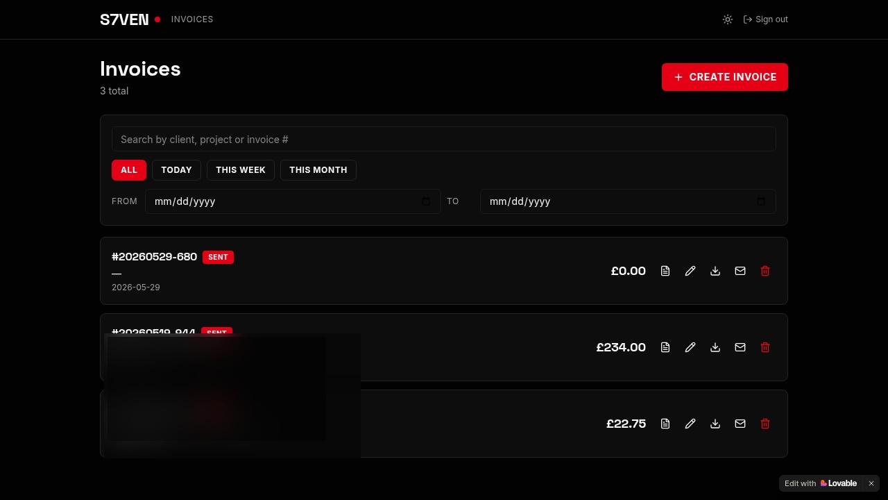 Invoice & customer management dashboard