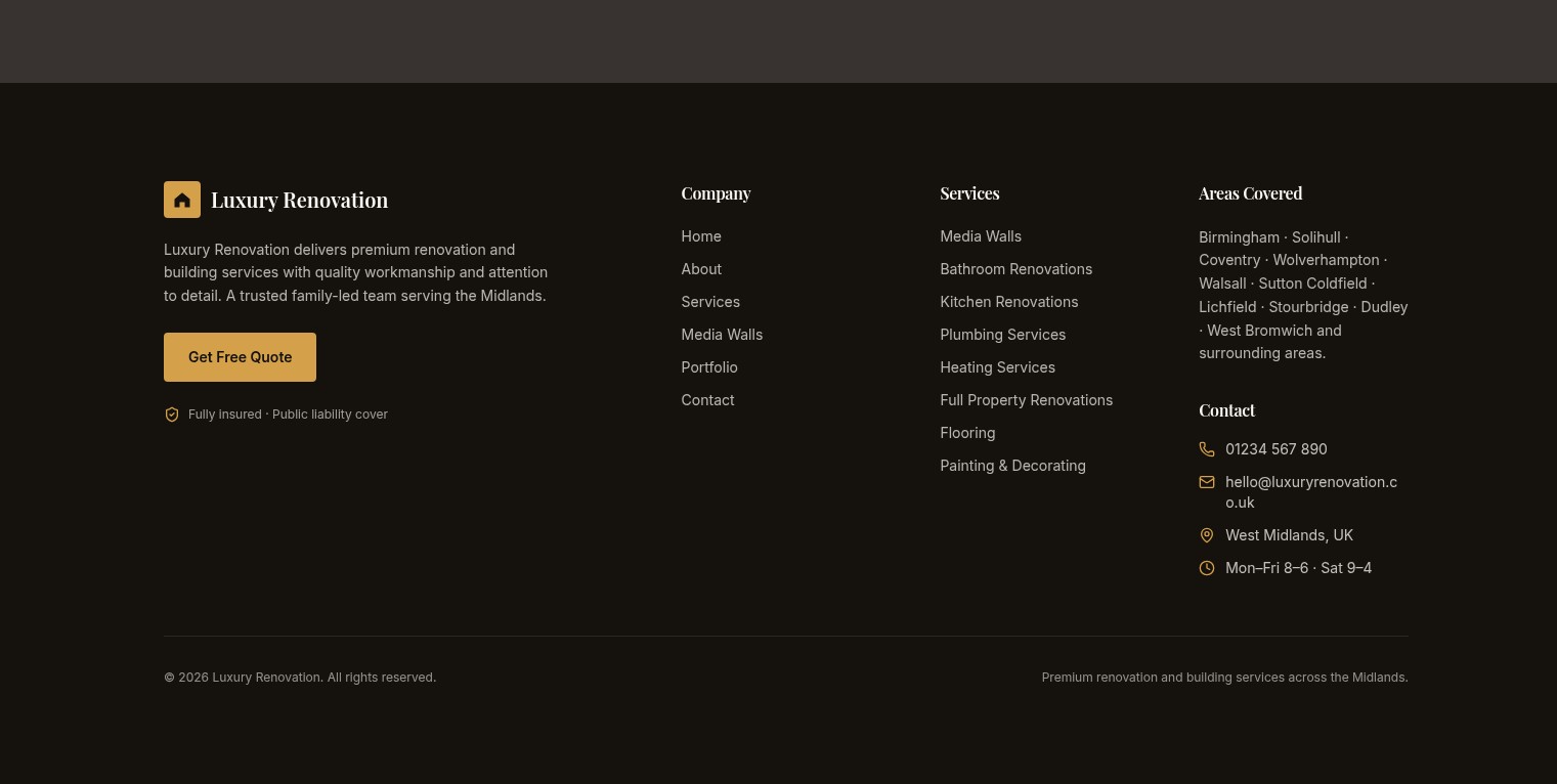 Contact Section — Luxury Renovation website