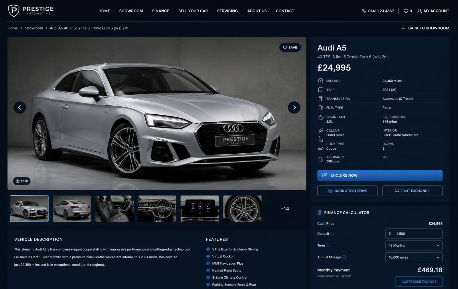 Vehicle Details Page — Triple A Motors website
