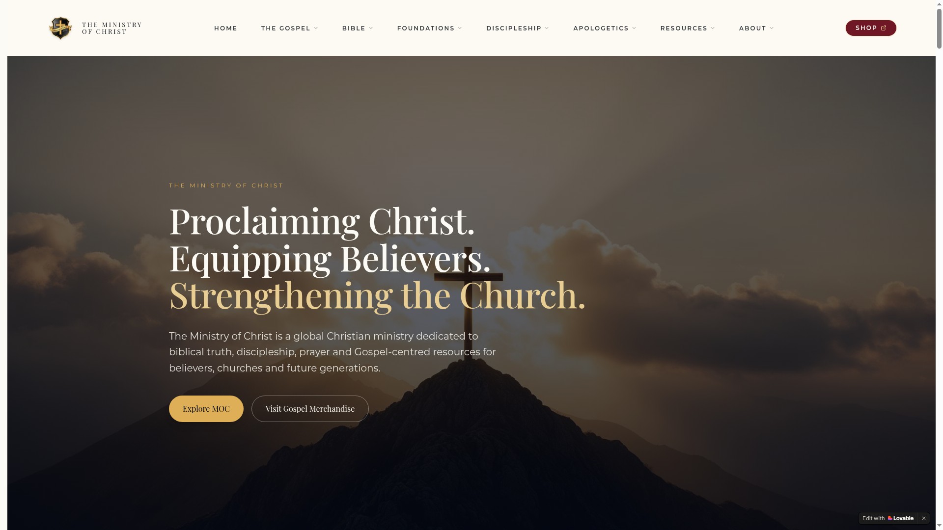 Ministry of Christ website cover