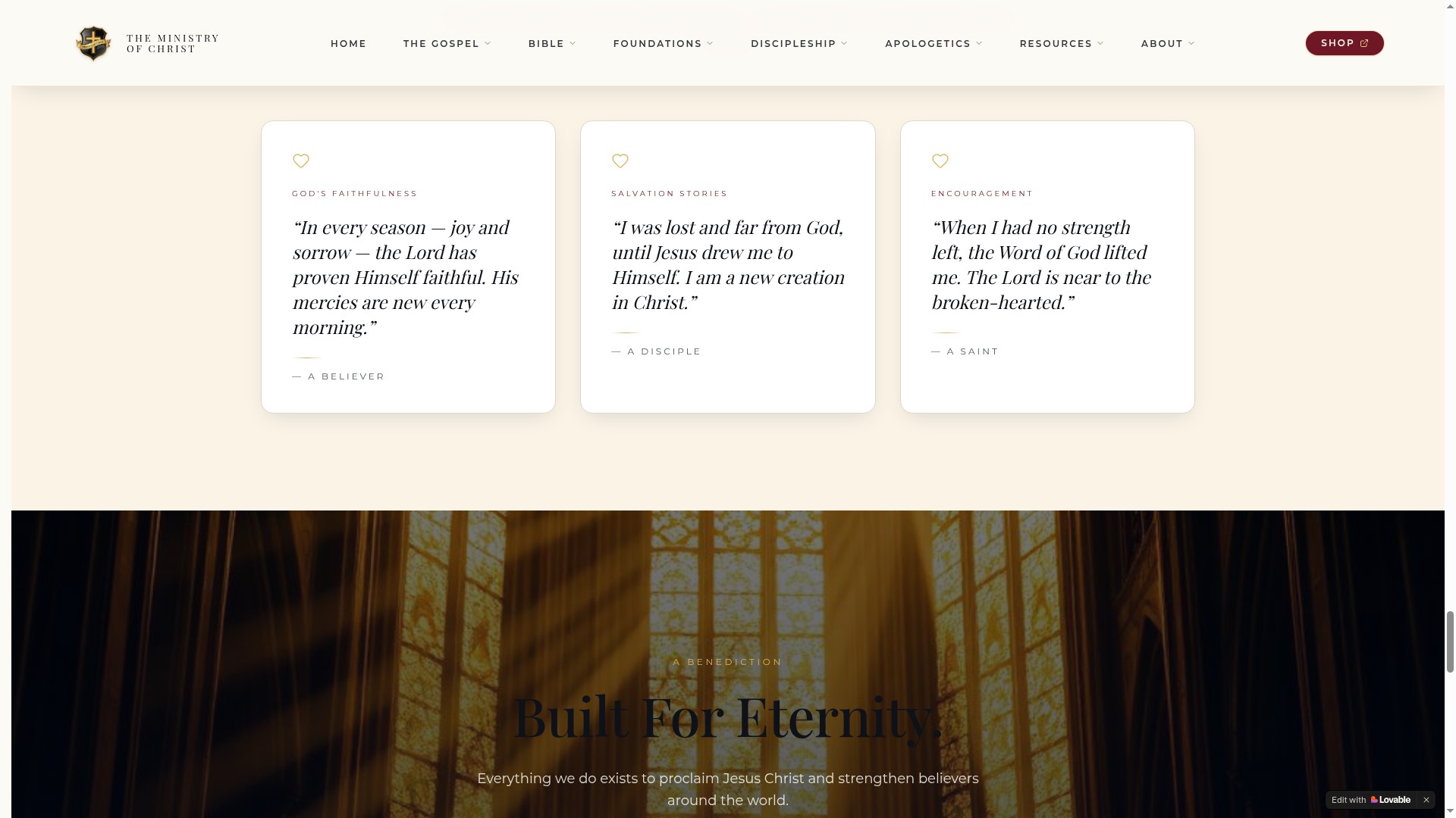 Prayer & Community — Ministry of Christ website