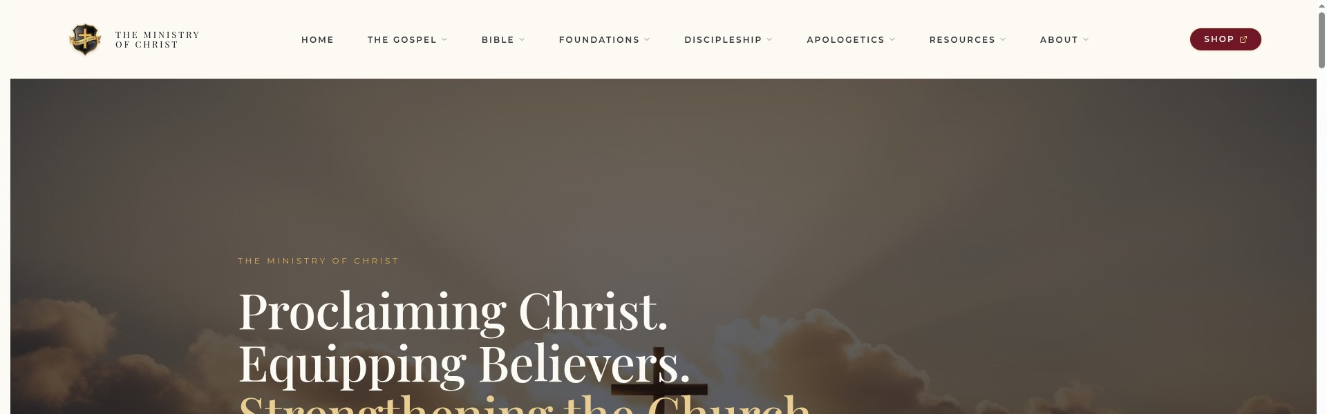 Header Navigation System — Ministry of Christ website